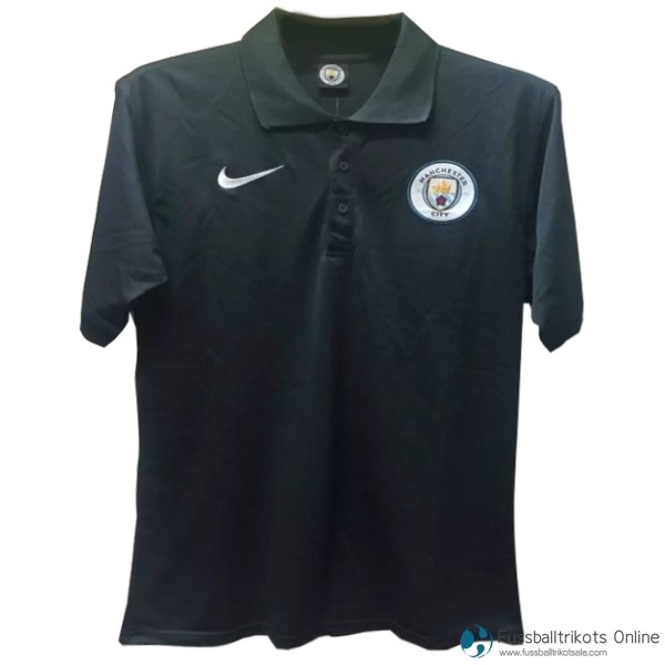 Manchester City Polo 2017-18 Schwarz Fussballtrikots Günstig